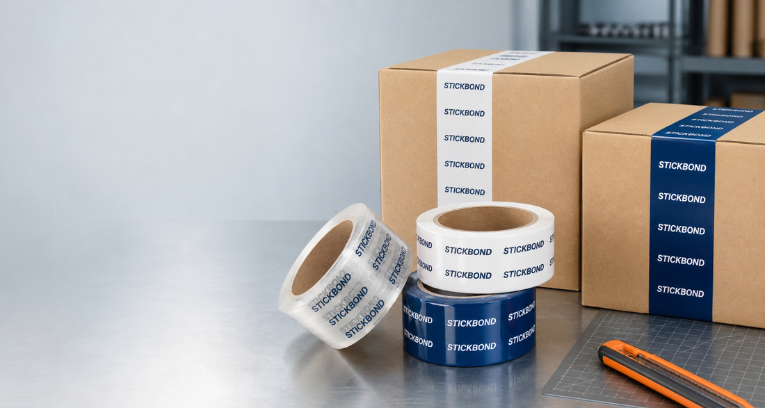 Custom printed packing tape with logo on shipping boxes