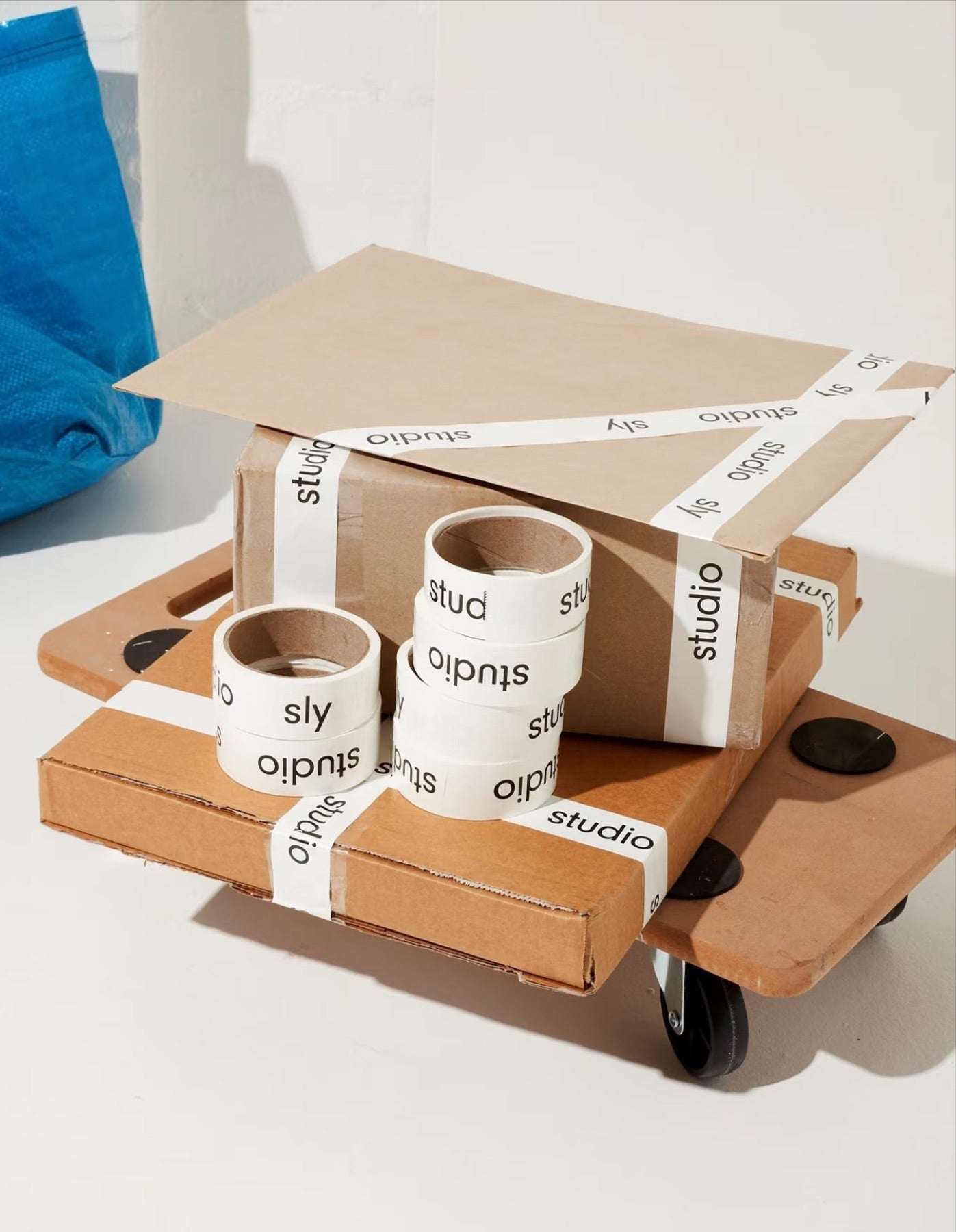 Real custom printed logo tape used on e-commerce shipping boxes